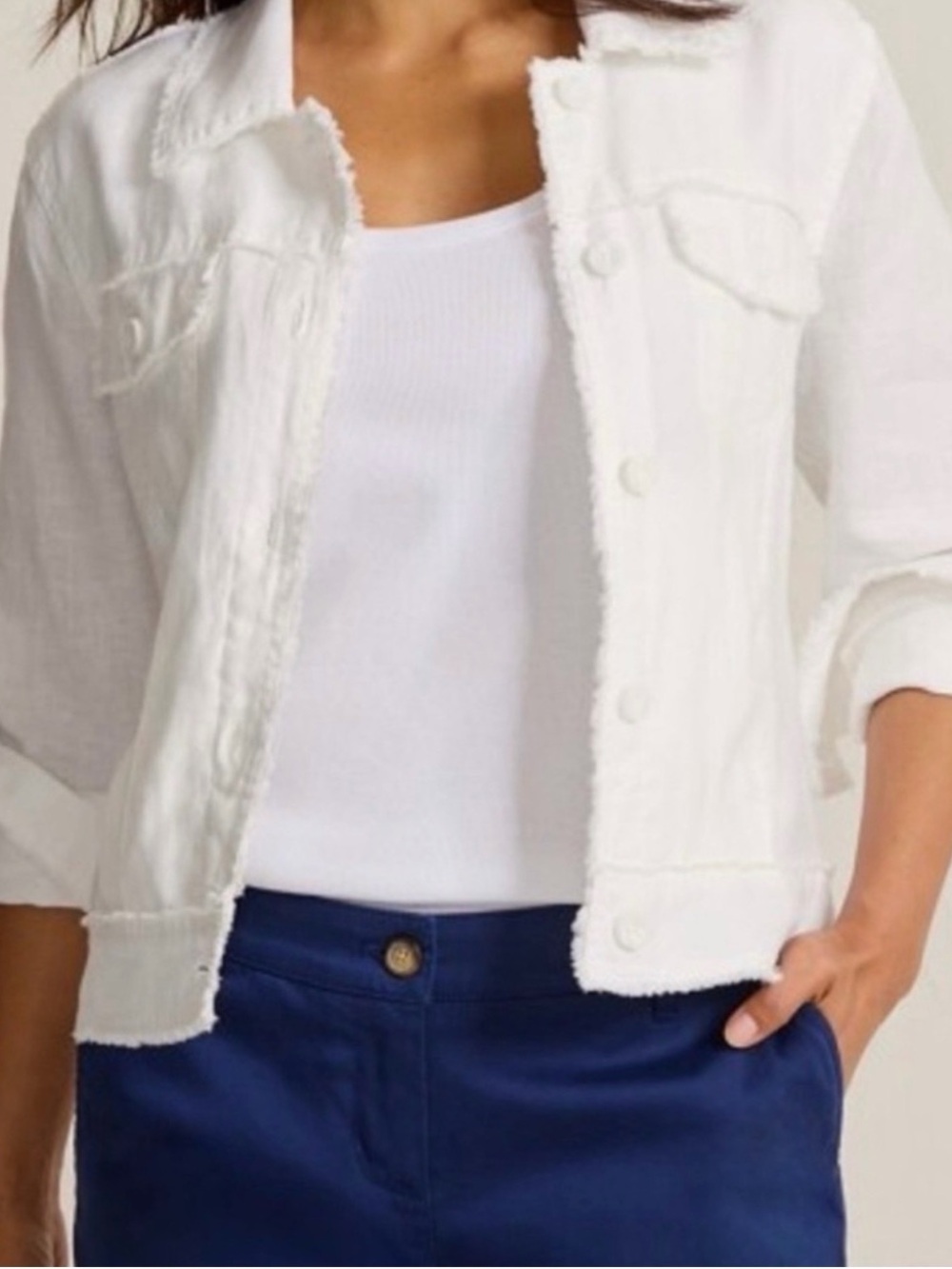 Tommy Bahama Two Palms Linen Raw Edge Jacket White S/P Lightweight